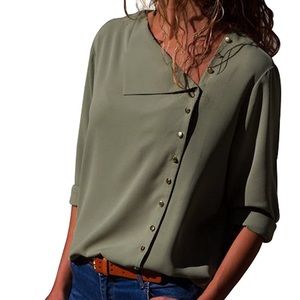 Asymmetrical Button Blouse